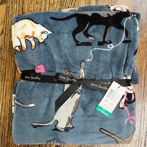 Vera Bradley Blanket - Blue with Cat Design